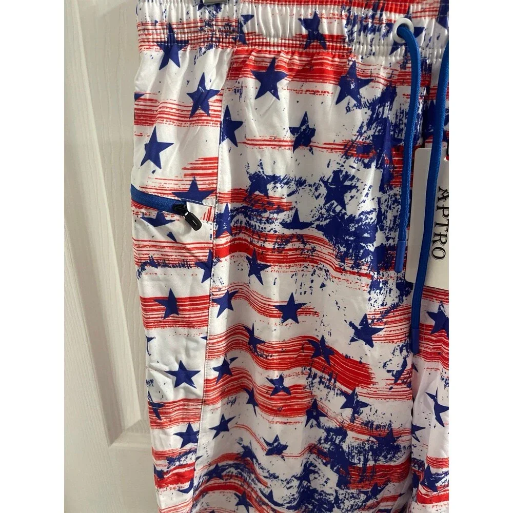 APTRO 2 in 1 Men's Patriotic Swim Trunks 9